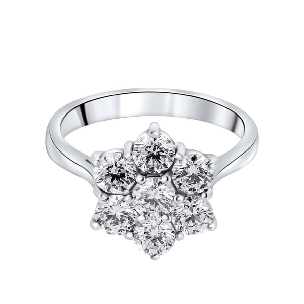 Platinum 1.50ct round brilliant cut diamond flower cluster ring