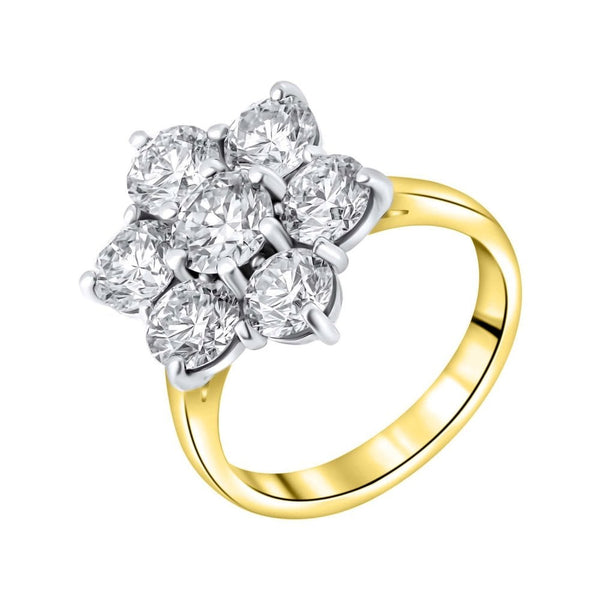 18ct yellow gold 3.00ct F VS2 GIA flower cluster diamond ring