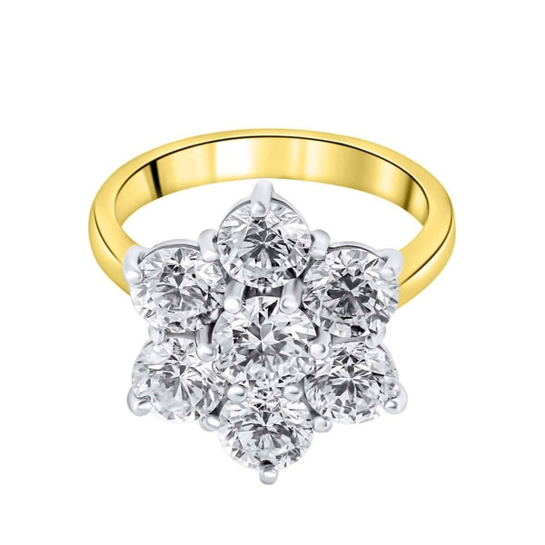 18ct yellow gold 3.00ct F VS2 GIA flower cluster diamond ring