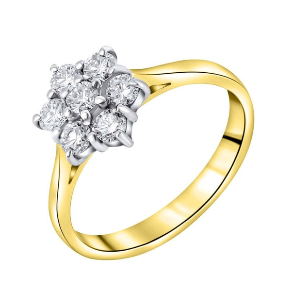 18ct yellow gold 0.50ct diamond flower cluster ring
