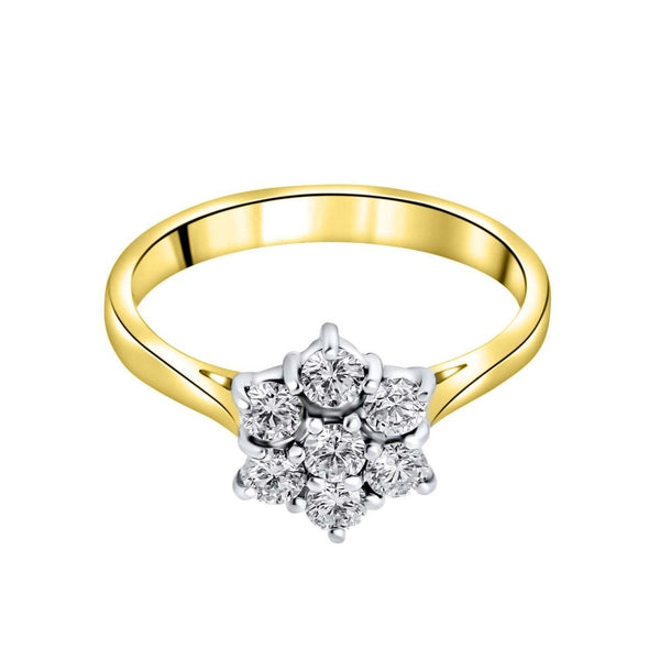 18ct yellow gold 0.50ct diamond flower cluster ring