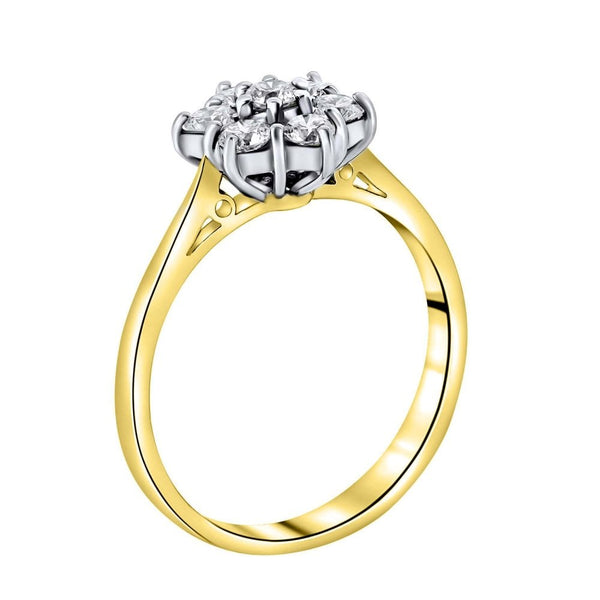 18ct yellow gold 0.50ct diamond flower cluster ring