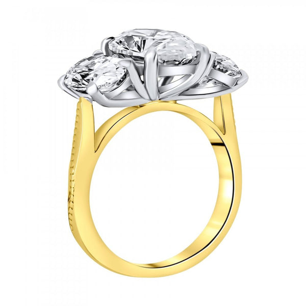 Lab grown 18ct yellow gold 5.04ct oval cut diamond 3 stone ring