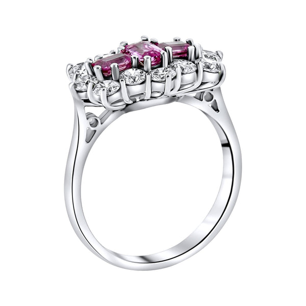 Platinum 0.86ct pink sapphire & 1.20ct diamond cluster ring