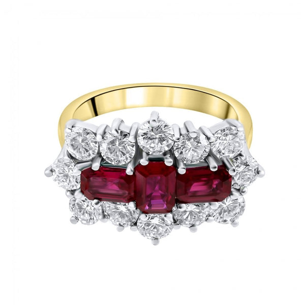18ct yellow gold 1.68ct ruby & 2.39ct diamond cluster ring