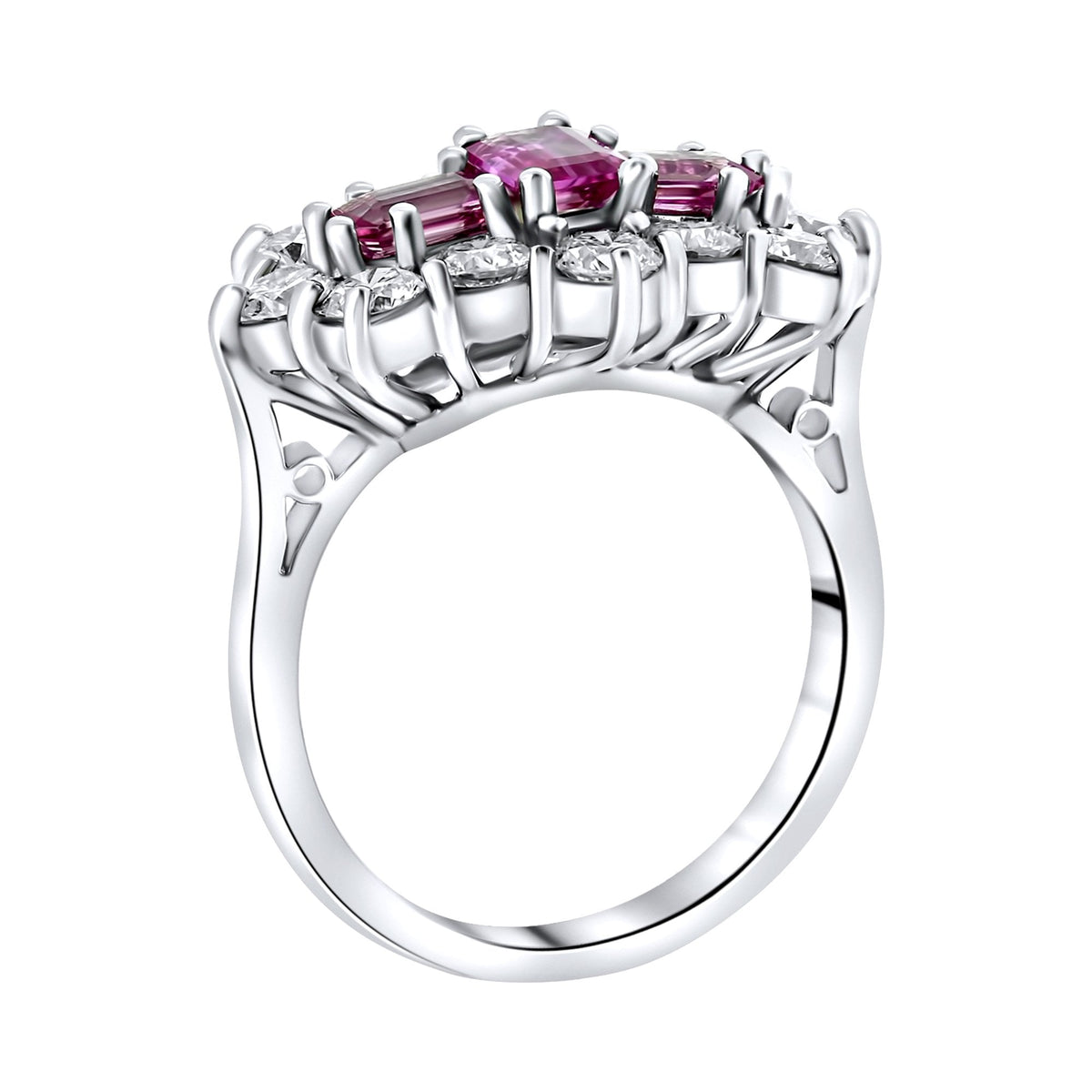 Platinum 1.14ct pink sapphire & 1.47ct diamond cluster ring
