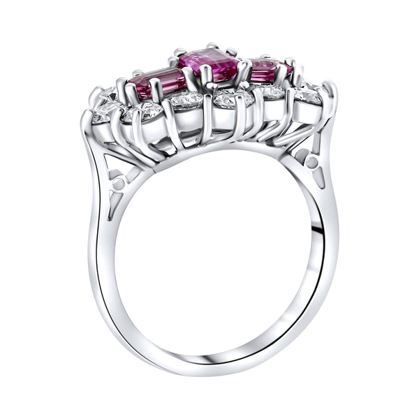Platinum 1.14ct pink sapphire & 1.47ct diamond cluster ring