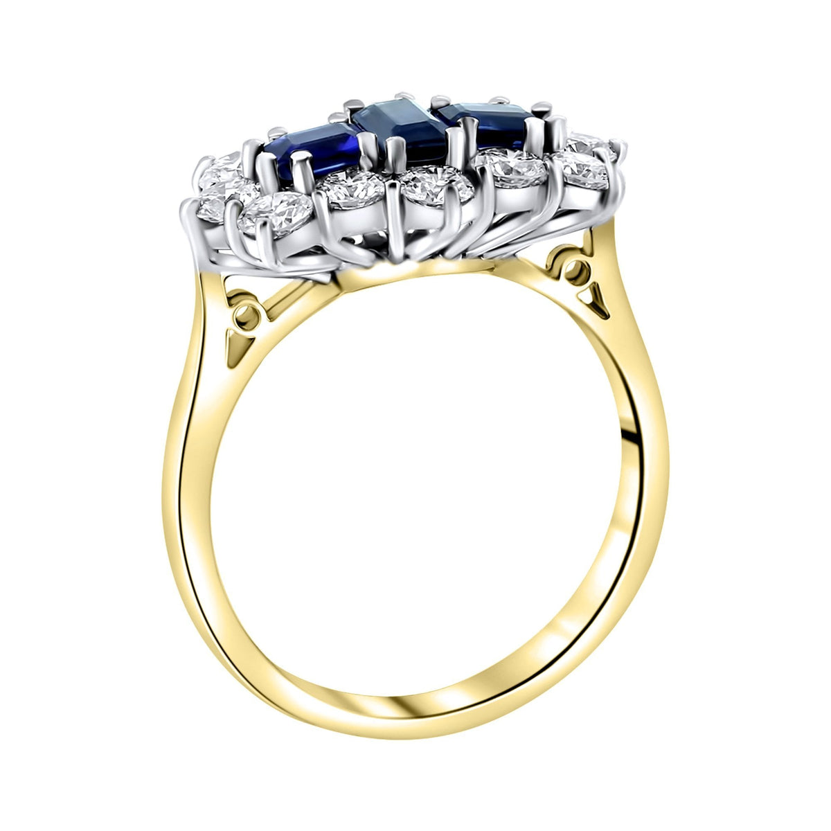 18ct yellow gold 0.85ct sapphire & 1.22ct diamond cluster ring
