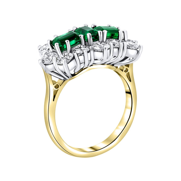 18ct yellow gold 1.42ct emerald & 2.42ct diamond cluster ring