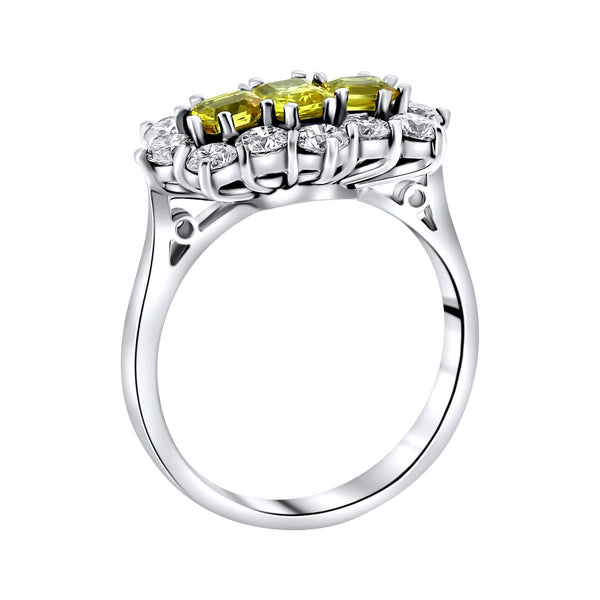 Platinum 1.04ct yellow sapphire & 1.27ct diamond cluster ring