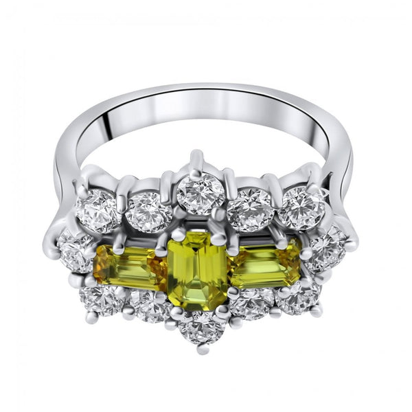Platinum 1.29ct yellow sapphire & 1.50ct diamond cluster ring