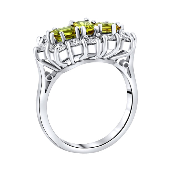 Platinum 1.29ct yellow sapphire & 1.50ct diamond cluster ring
