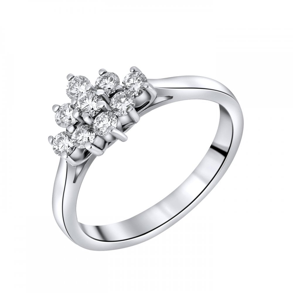 Platinum 0.48ct boat shape diamond cluster ring