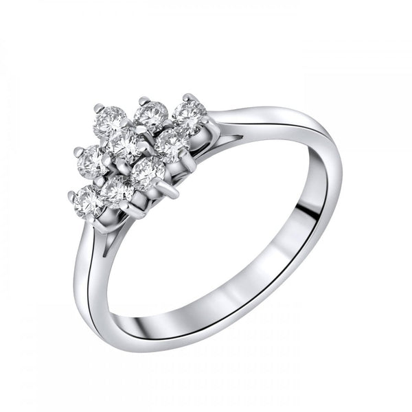 Platinum 0.48ct boat shape diamond cluster ring