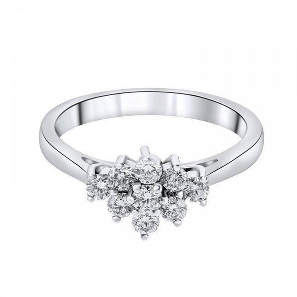 Platinum 0.48ct boat shape diamond cluster ring