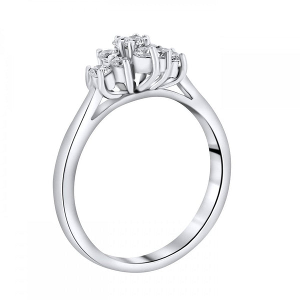 Platinum 0.48ct boat shape diamond cluster ring