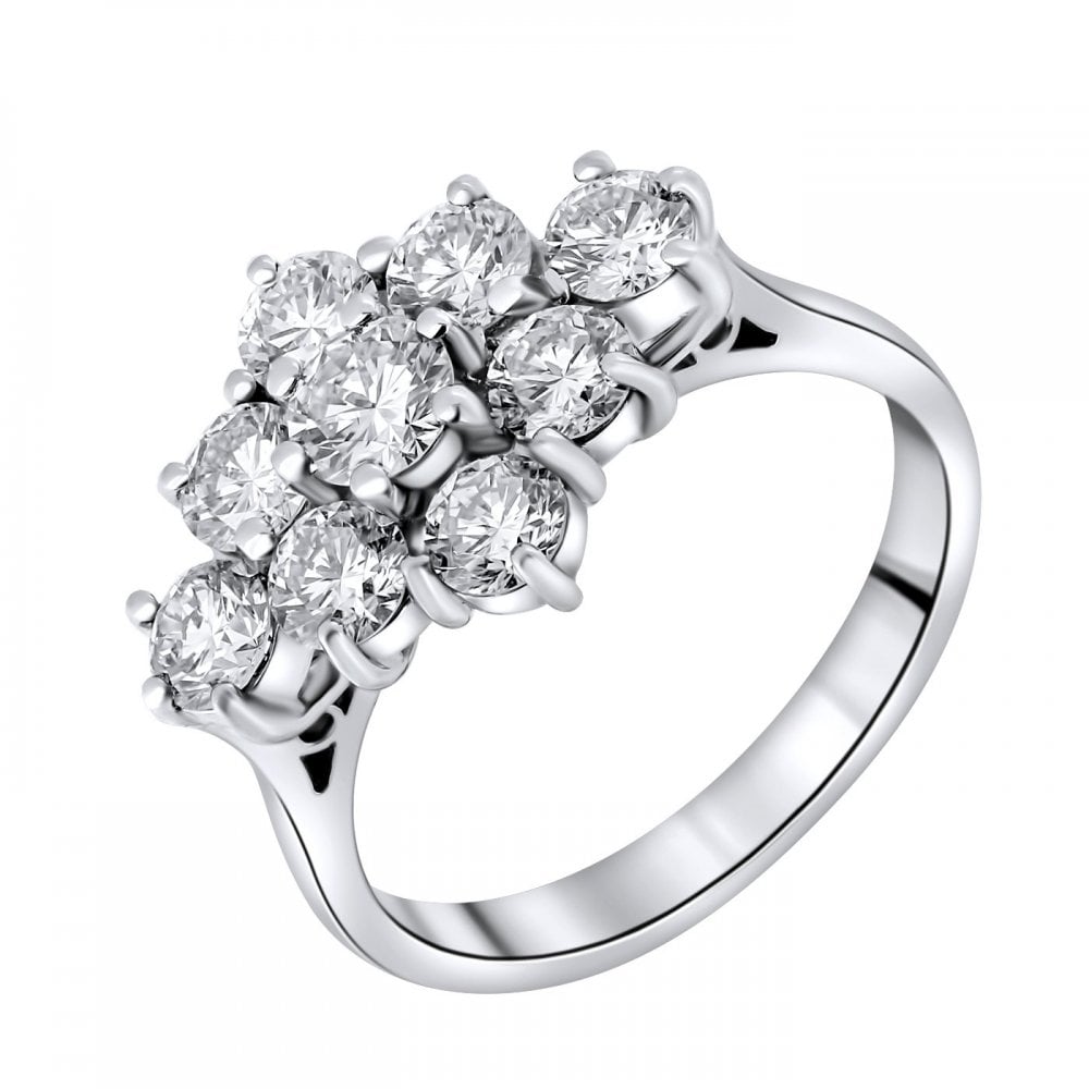 Platinum 2.00ct boat shape diamond cluster ring