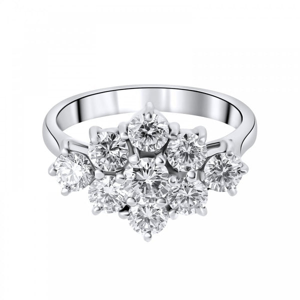 Platinum 2.00ct boat shape diamond cluster ring