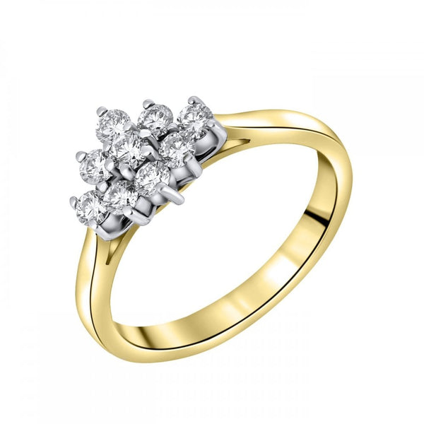 18ct yellow gold 0.50ct boat shape diamond cluster ring