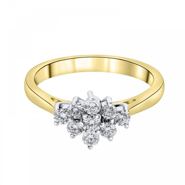 18ct yellow gold 0.50ct boat shape diamond cluster ring
