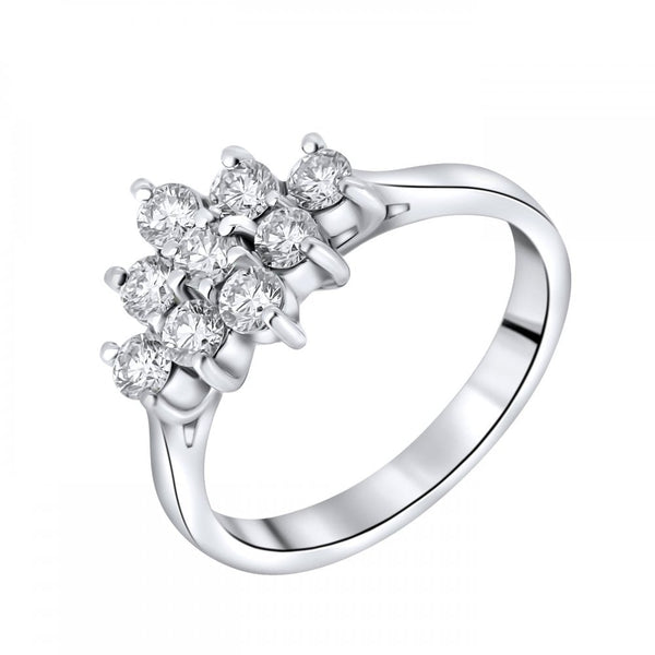 Platinum 0.75ct boat shape diamond cluster ring