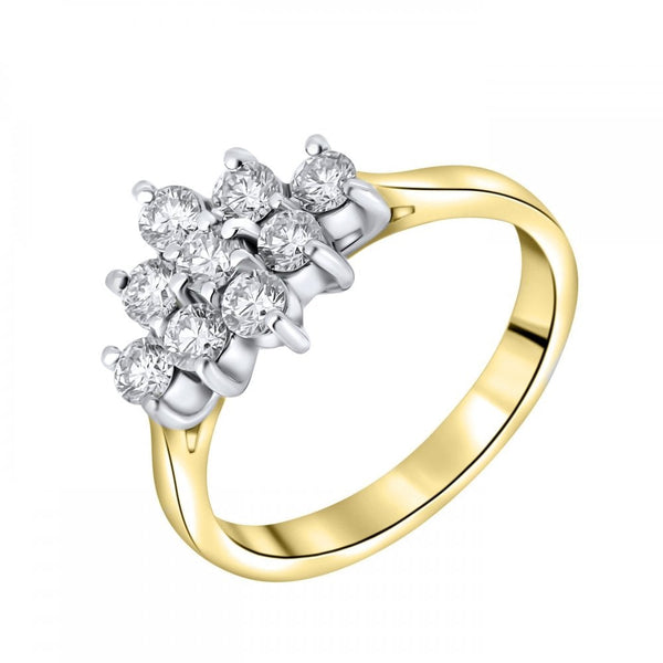 18ct yellow gold 0.75ct boat shape diamond cluster ring