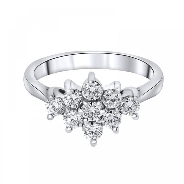 Platinum 0.75ct boat shape diamond cluster ring
