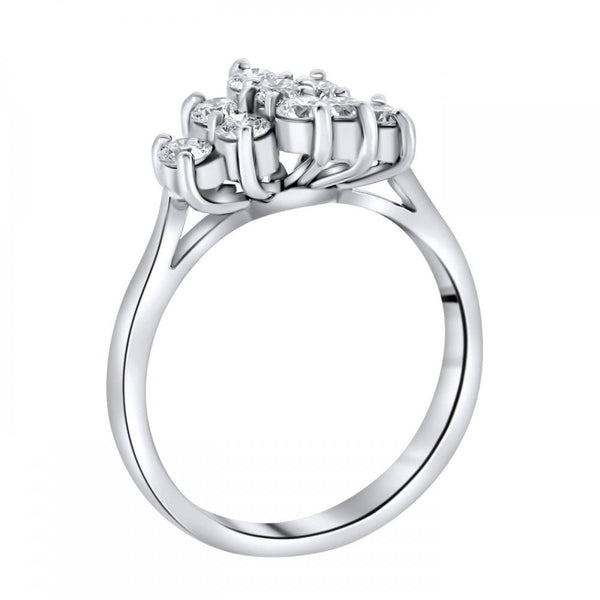 Platinum 0.75ct boat shape diamond cluster ring