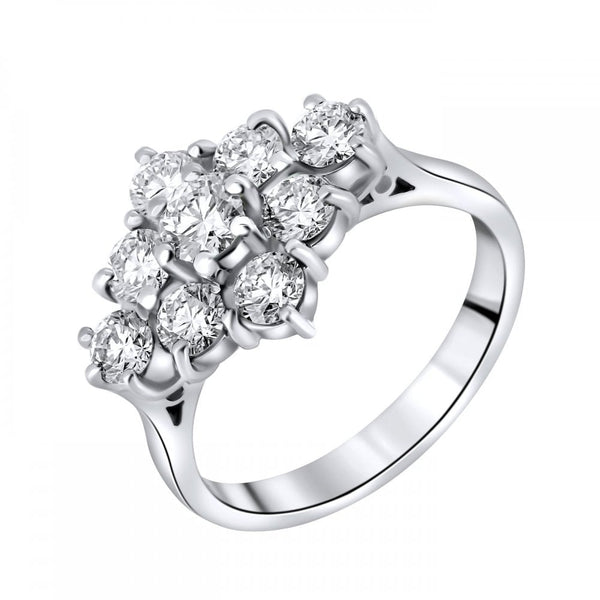 Platinum 1.50ct boat shape diamond cluster ring