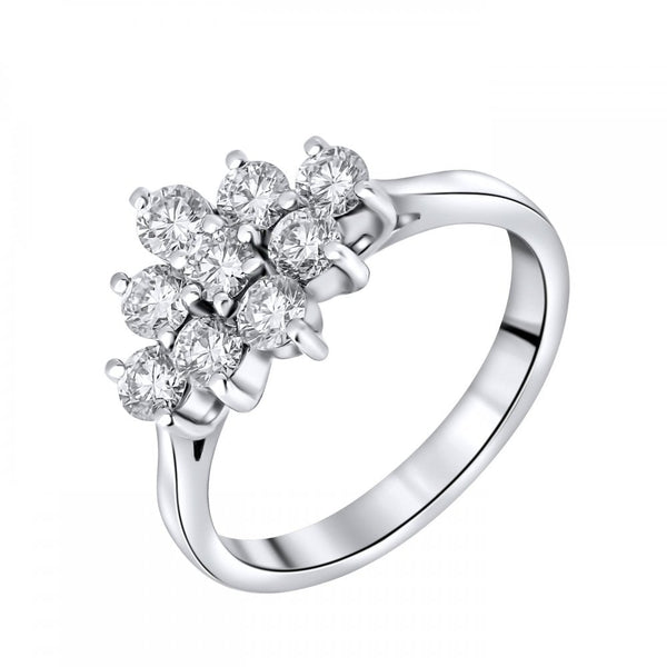 Platinum 1.00ct boat shape diamond cluster ring
