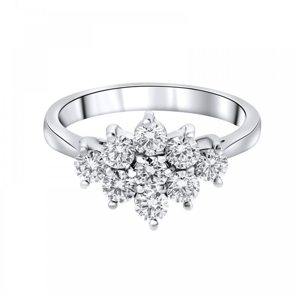 Platinum 1.00ct boat shape diamond cluster ring