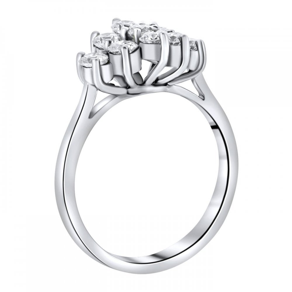 Platinum 1.00ct boat shape diamond cluster ring