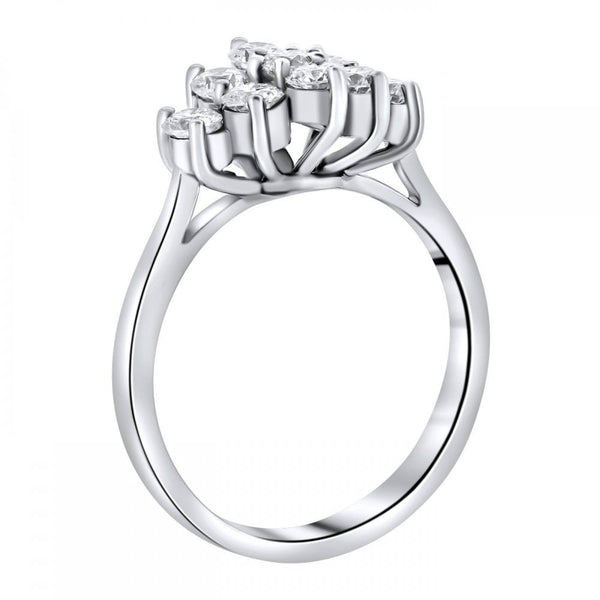 Platinum 1.00ct boat shape diamond cluster ring