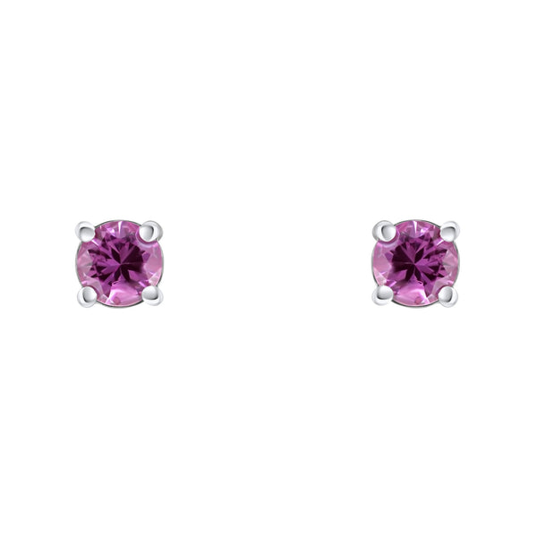 Platinum 5mm x 5mm pink sapphire stud earrings