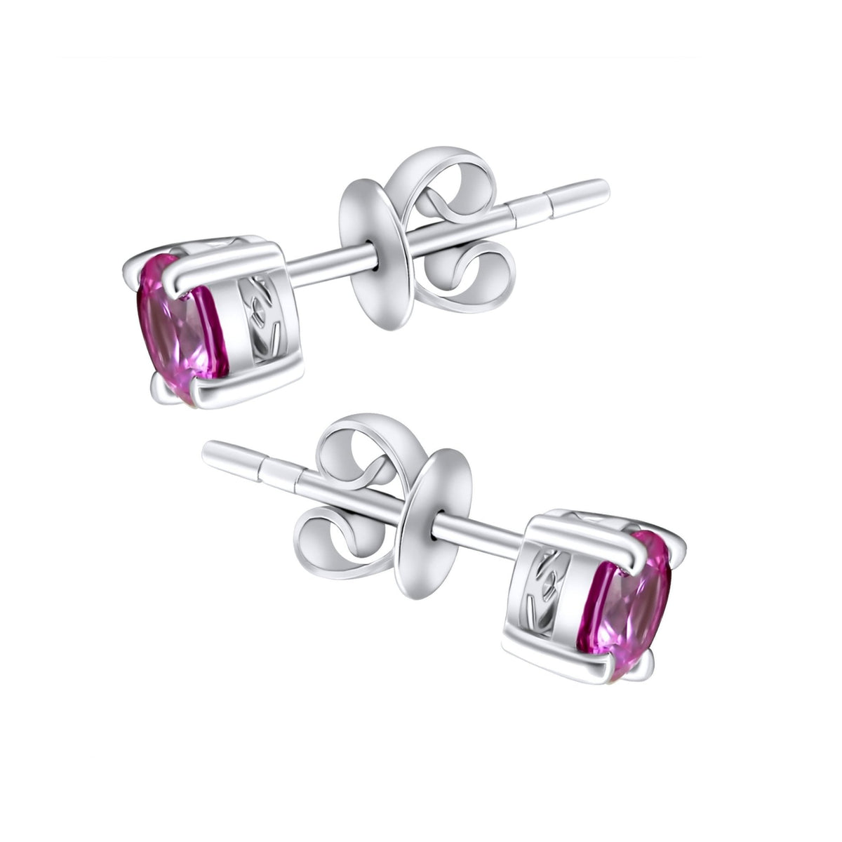 Platinum 5mm x 5mm pink sapphire stud earrings