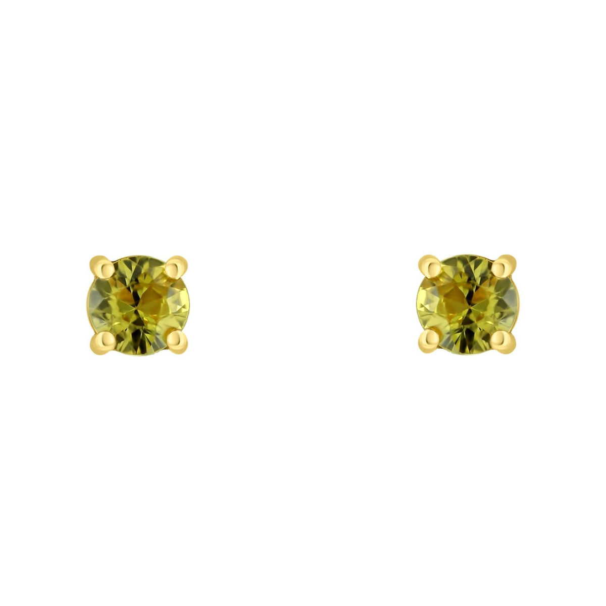 18ct yellow gold 5mm x 5mm yellow sapphire stud earrings