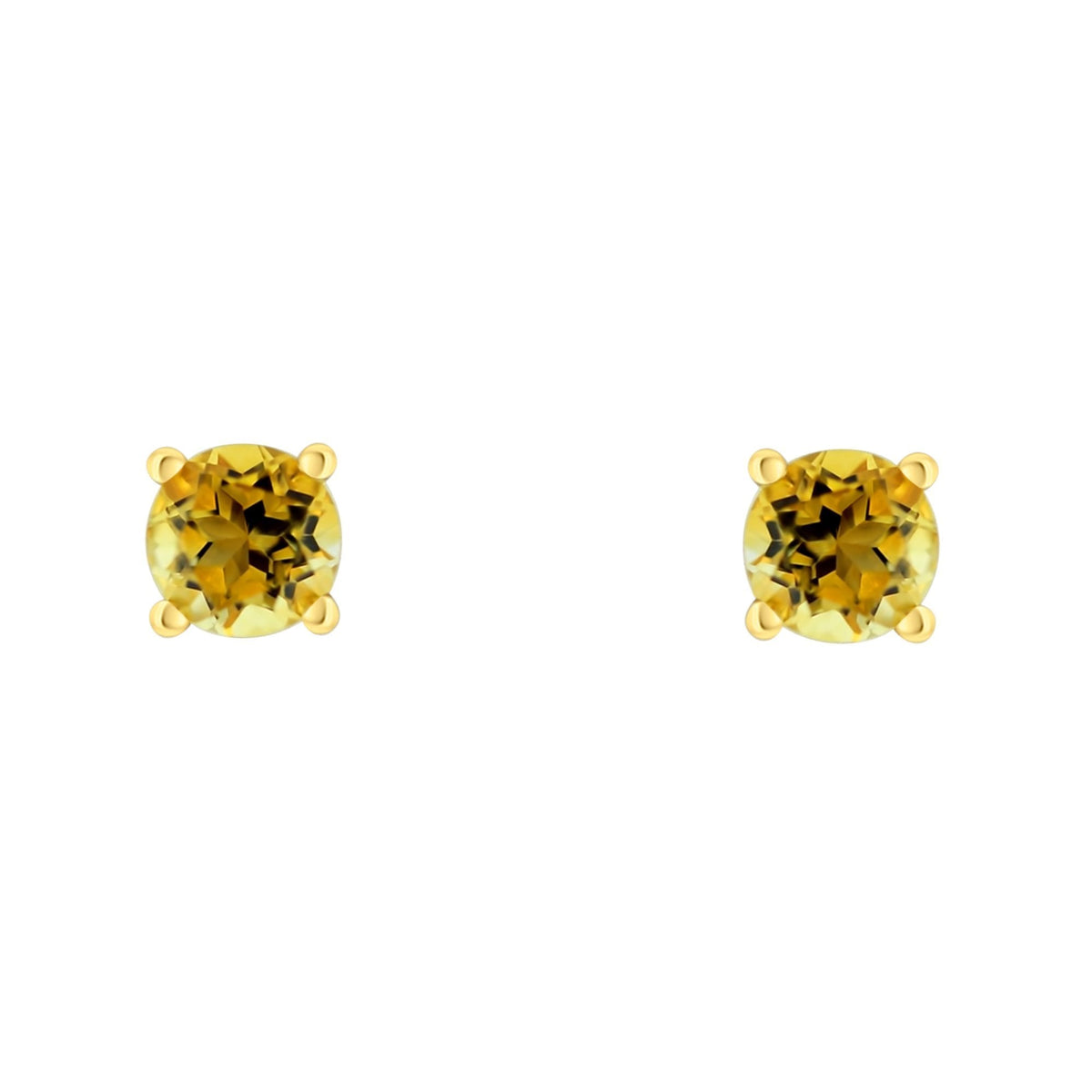 18ct yellow gold 5mm x 5mm citrine stud earrings