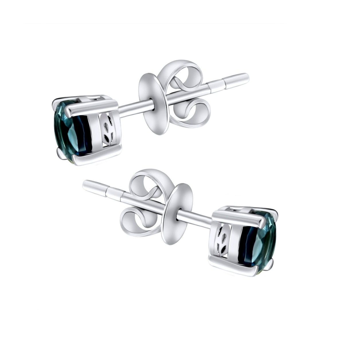 Platinum 5mm x 5mm London blue topaz stud earrings
