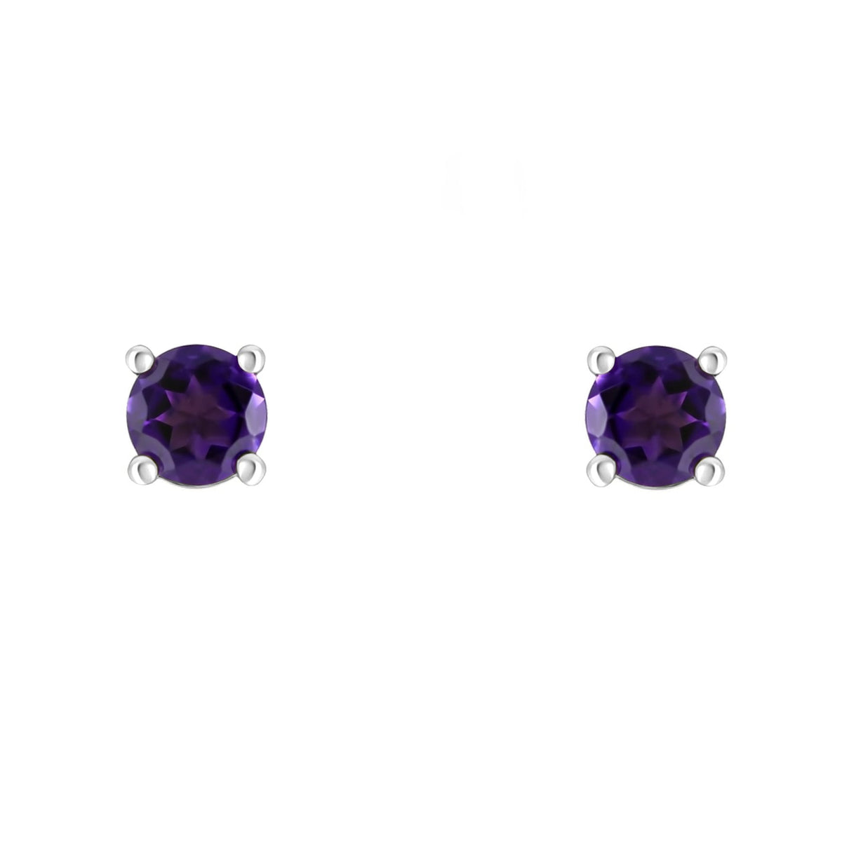 Platinum 5mm x 5mm amethyst stud earrings