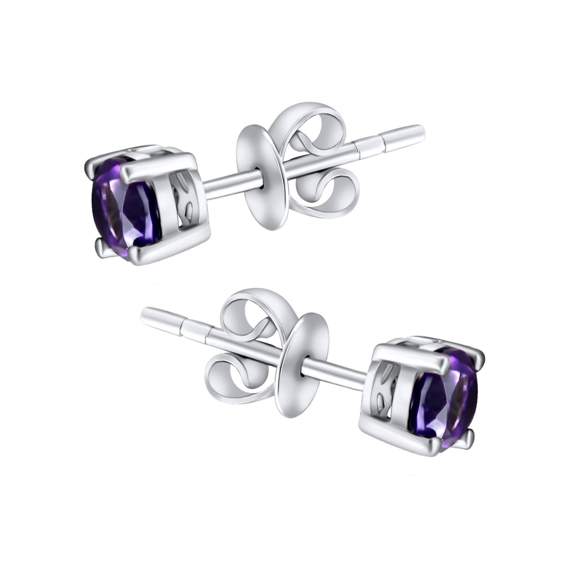 Platinum 5mm x 5mm amethyst stud earrings