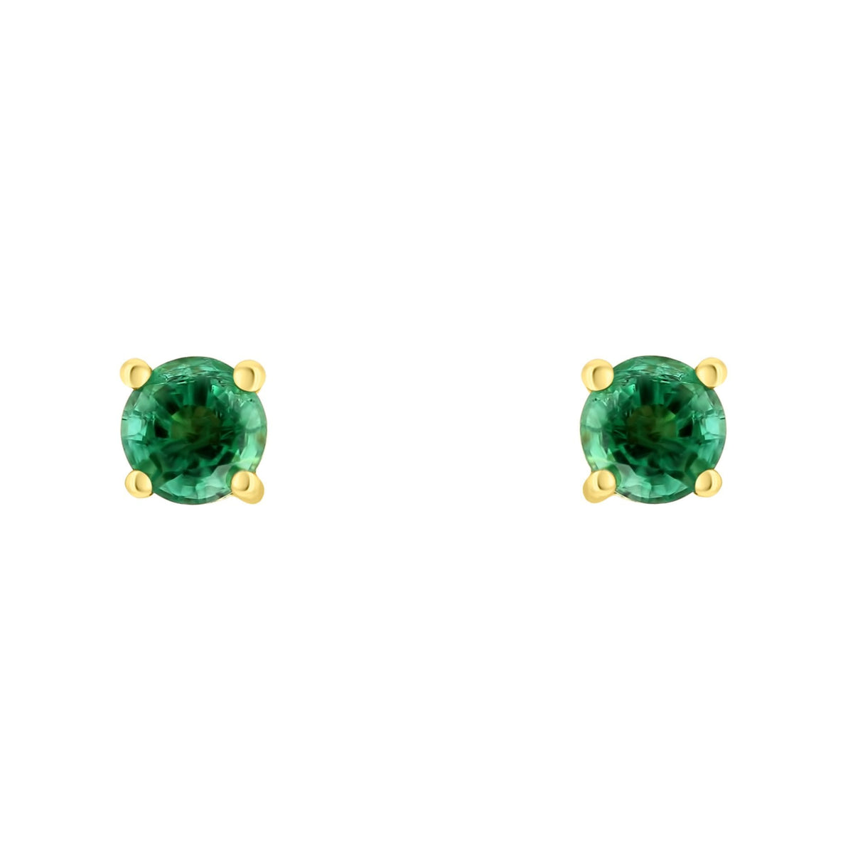 18ct yellow gold 5mm x 5mm emerald stud earrings