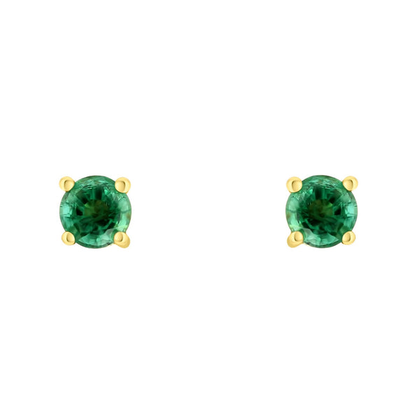 18ct yellow gold 5mm x 5mm emerald stud earrings