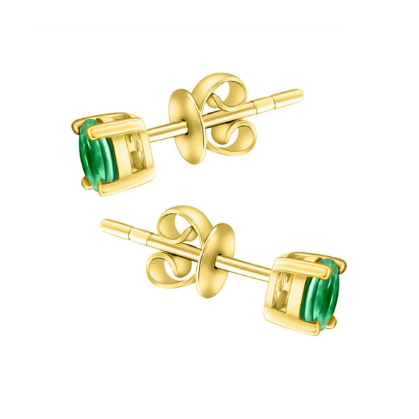 18ct yellow gold 5mm x 5mm emerald stud earrings
