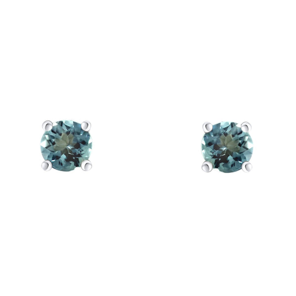 9ct white gold 5mm x 5mm round aquamarine stud earrings