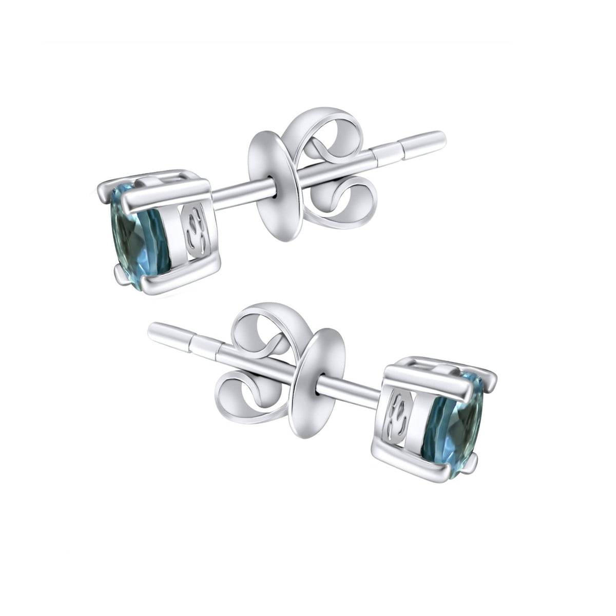 9ct white gold 5mm x 5mm round aquamarine stud earrings