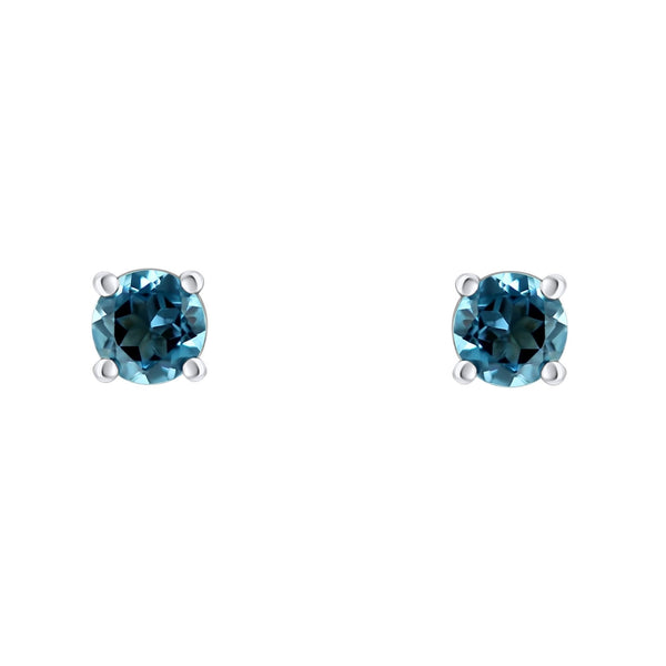 9ct white gold 5mm x 5mm round blue topaz stud earrings
