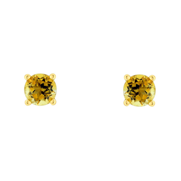 9ct yellow gold 5mm x 5mm round citrine stud earrings