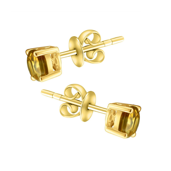 9ct yellow gold 5mm x 5mm round citrine stud earrings