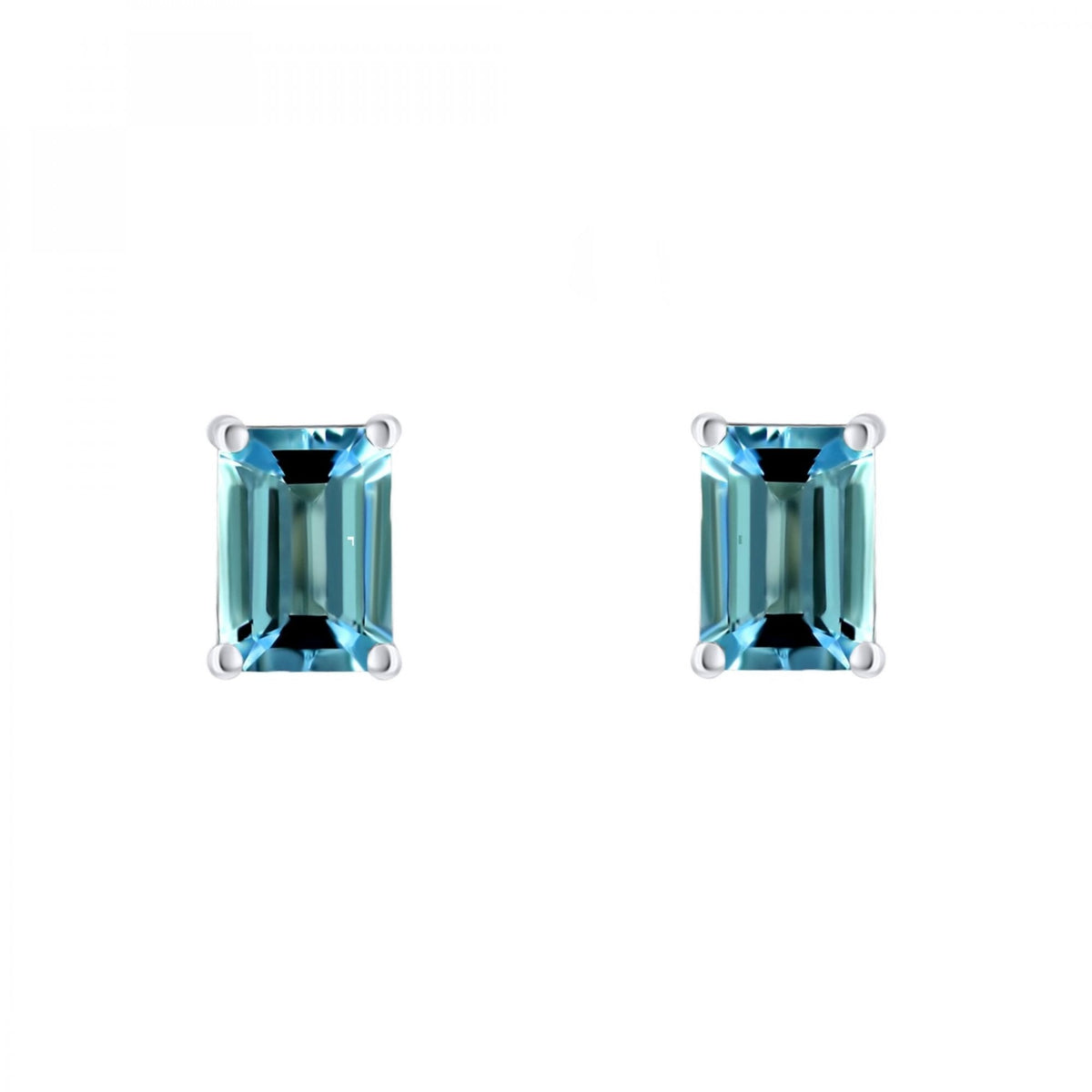 Platinum 7mm x 5mm aquamarine stud earrings