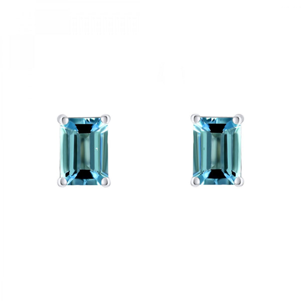Platinum 7mm x 5mm aquamarine stud earrings